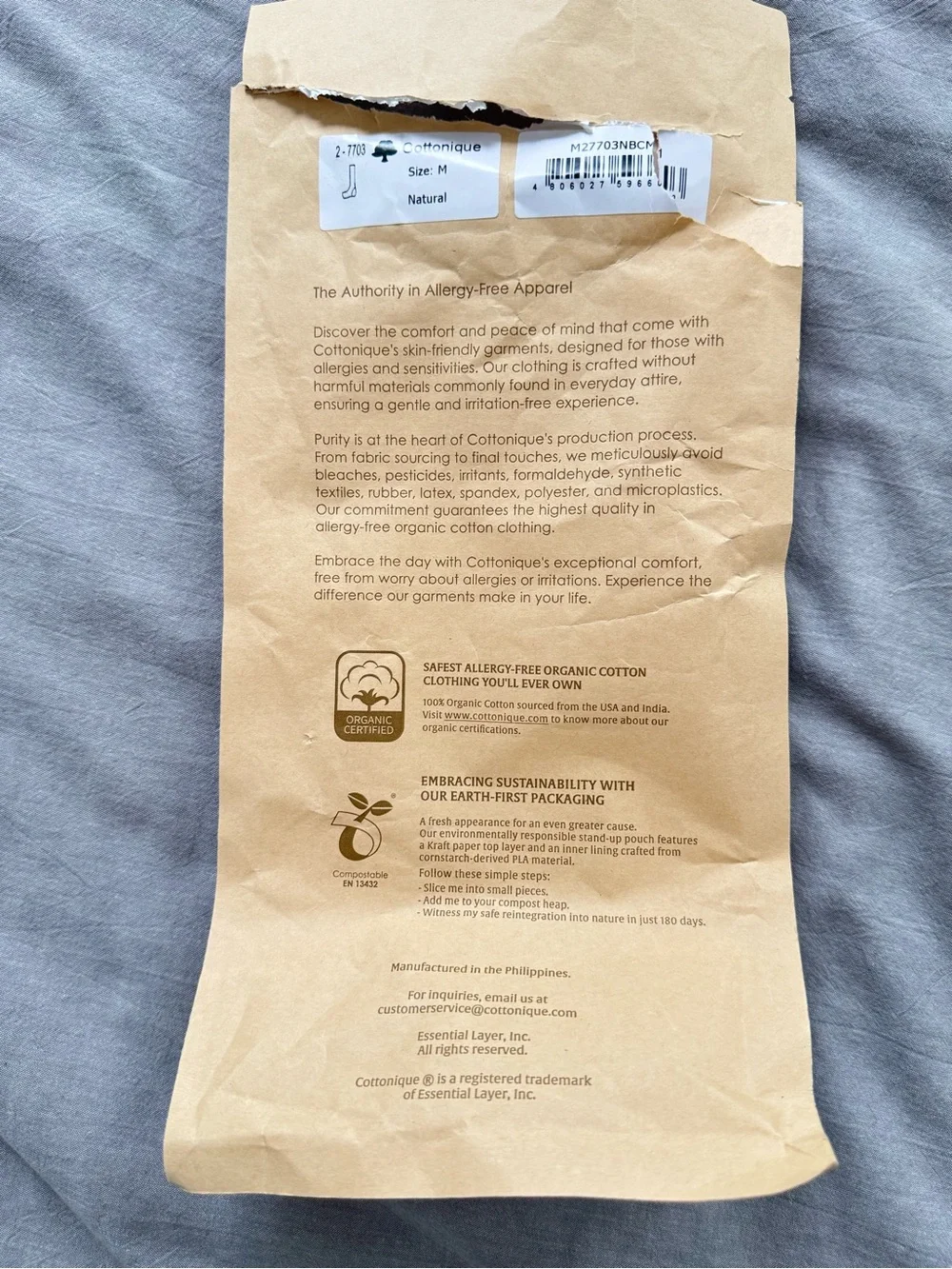 Cottonique Organic Elite Elastic-Free Natural Cotton Socks Set of 2 Unisex NWT